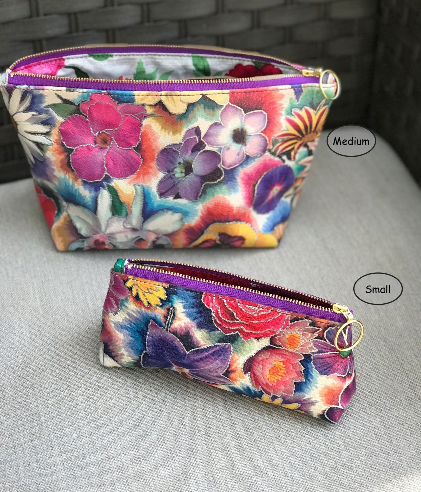 Tortoise Embossed Leather Makeup Purse IN STOCK