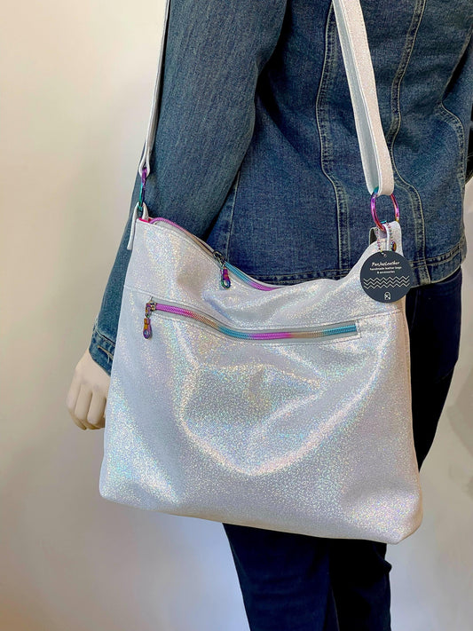 White Iridescent Silver crossbody bag