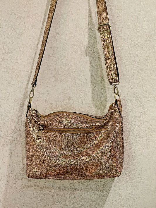Iridescent Gold soft crossbody bag