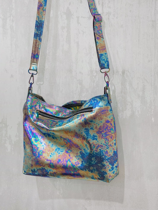 Metallic Oil Slick crossbody Leather bag