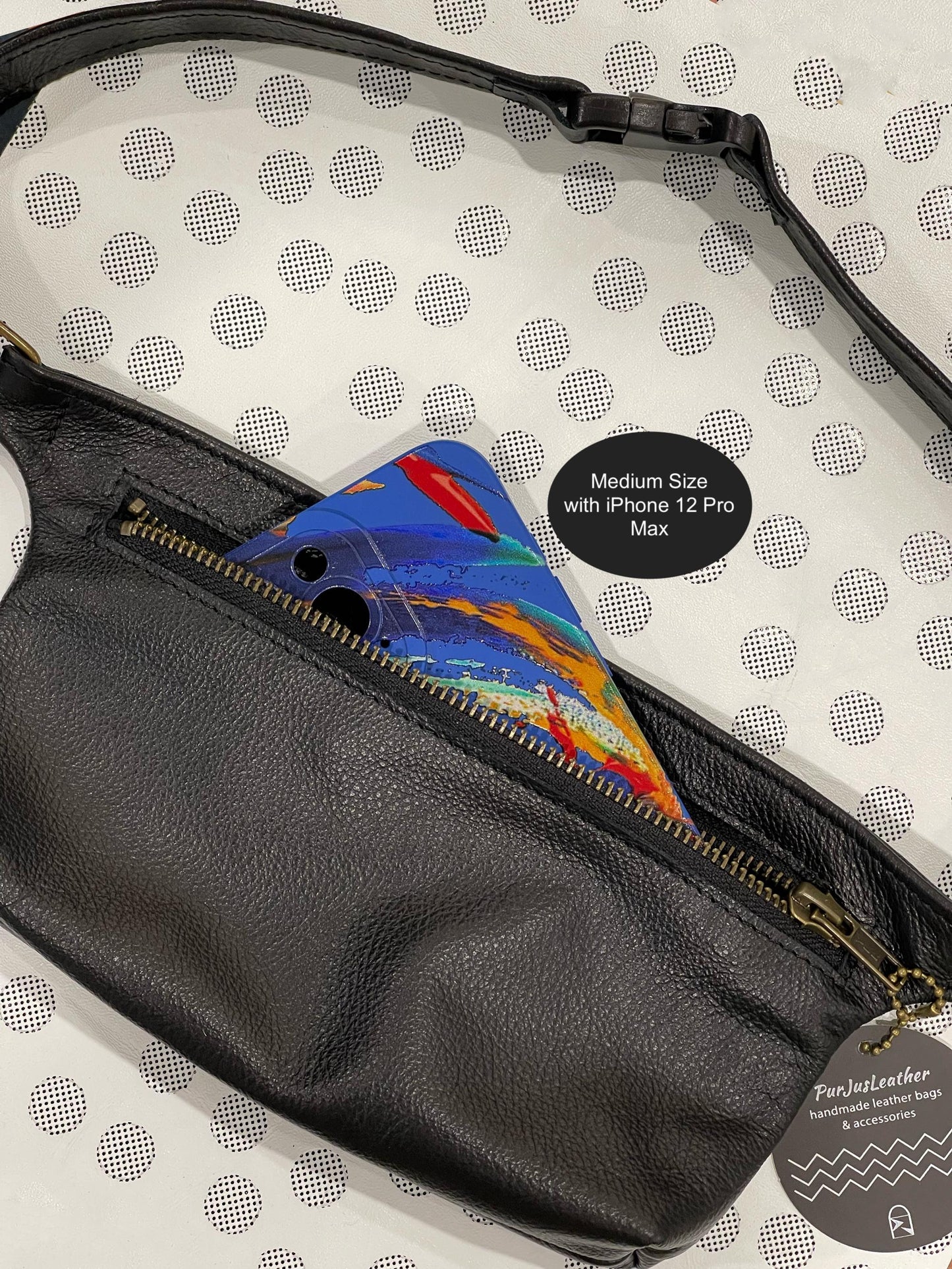 Metallic Fuchsia pink Leather hip bag, hot pink Leather fanny pack