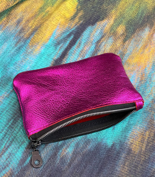 Fuchsia Pink Metallic coin purse