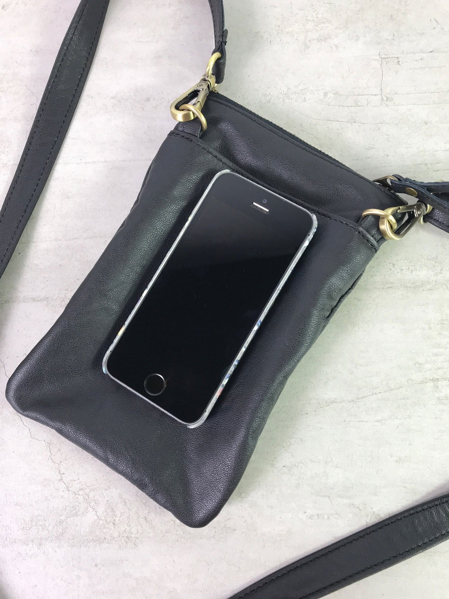 Small Metallic rainbow spectrum oil slick Leather Crossbody Bag