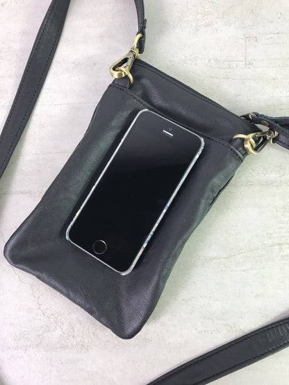 Small Metallic rainbow spectrum oil slick Leather Crossbody Bag