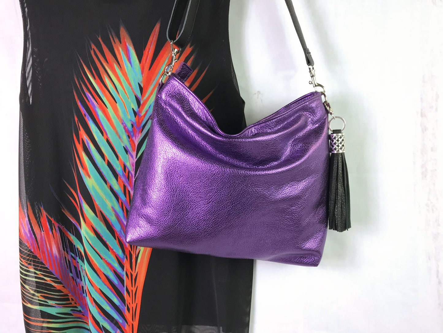 Metallic Purple Purse bag, Crossbody purse