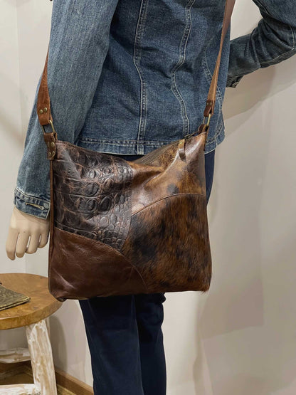 Cowhide Vintage Brown Leather Crossbody