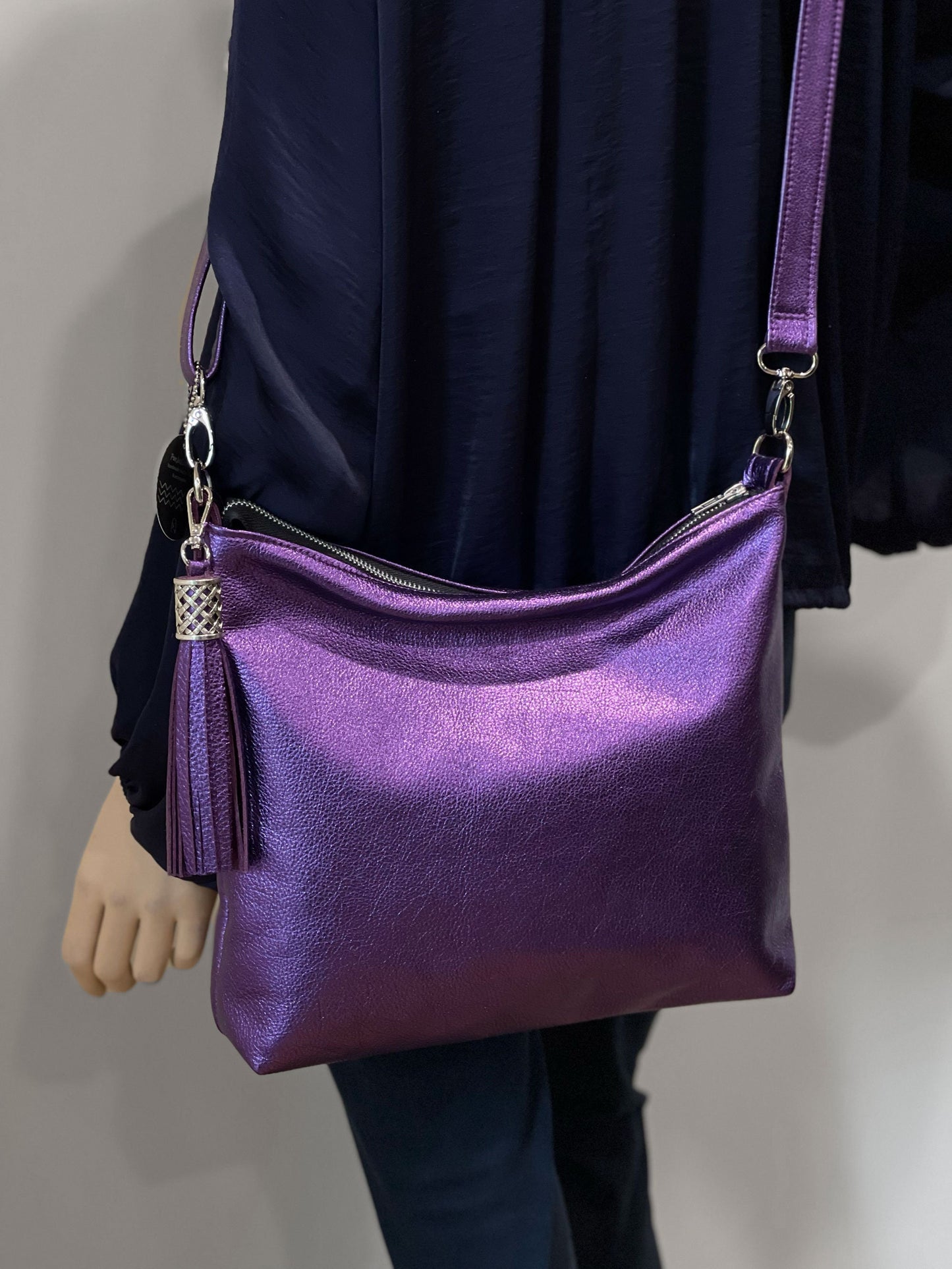 Metallic Purple Purse bag, Crossbody purse