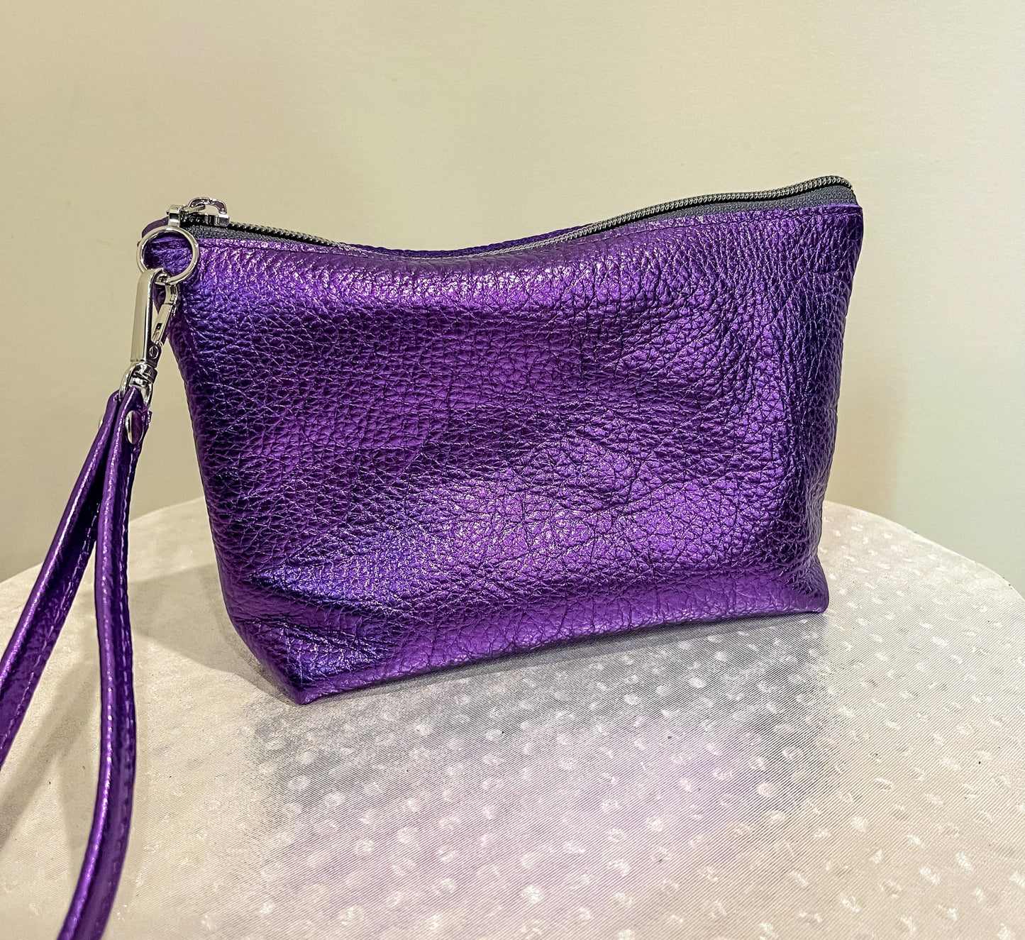 Metallic Purple makeup Purse, or wristlet