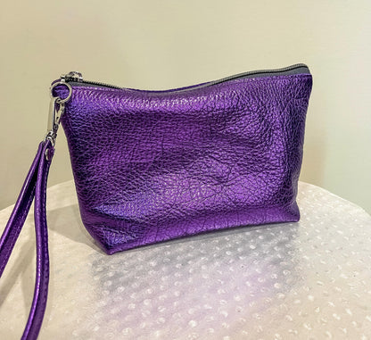 Metallic Purple makeup Purse, or wristlet