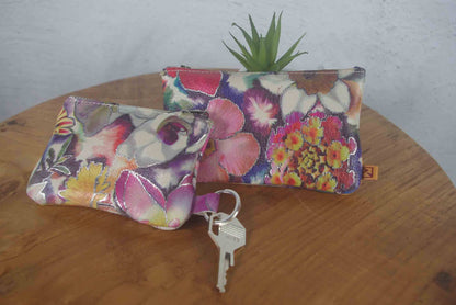 Floral Leather coin purse, Soft luxurious leather, limited edition