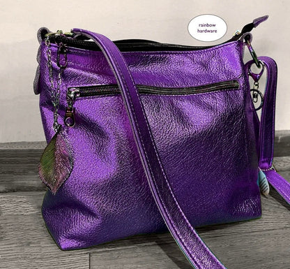 Metallic Purple Purse bag, Crossbody purse