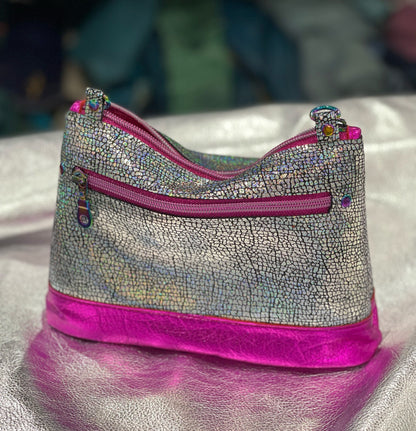 Holographic and fuchsia pink crossbody bag