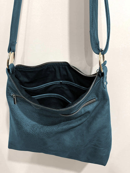 Teal Leather Crossbody Bag, Soft leather