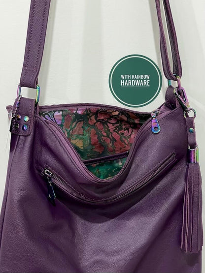 Purple Leather adjustable crossbody bag