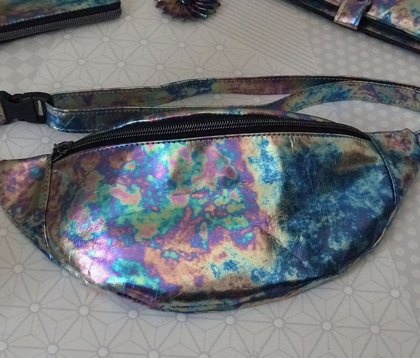 Bum Bag, Oil slick Leather Waist Bag