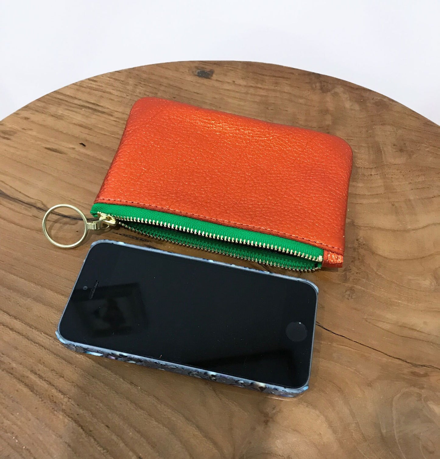 Metallic Mango Orange zipper purse