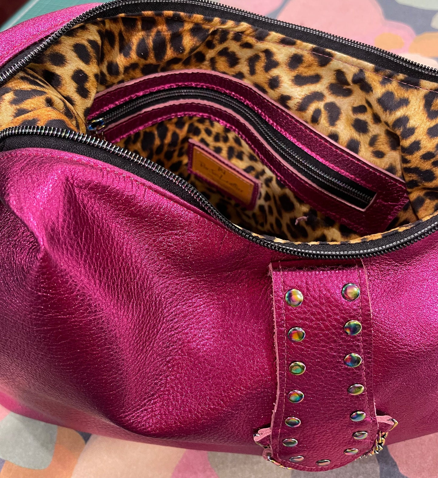 Metallic Hot Pink Italian Hobo, soft premium leather