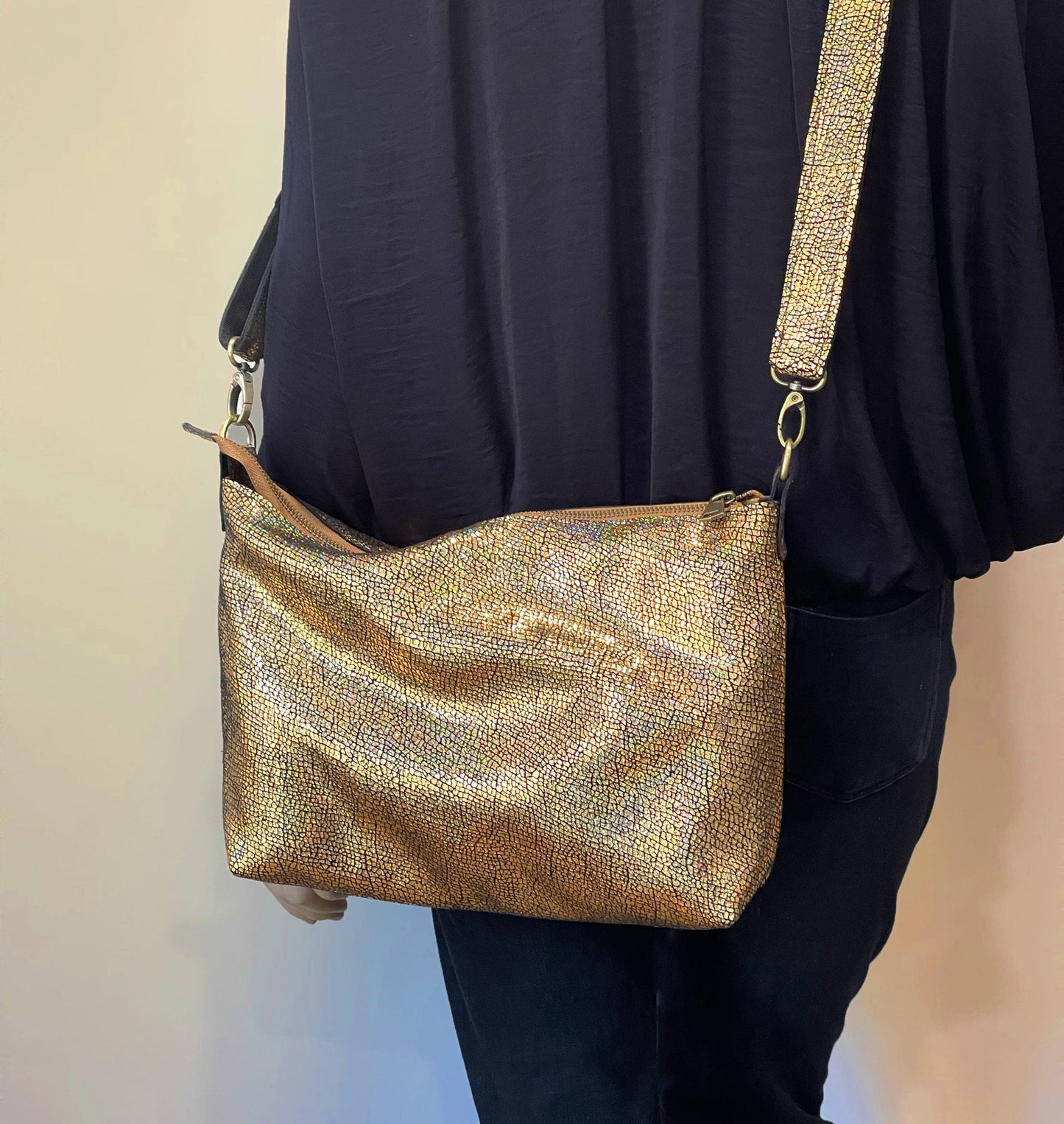 Iridescent Gold soft crossbody bag