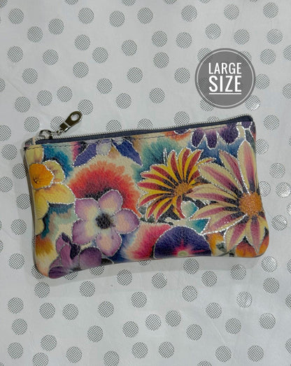 Floral Leather coin purse, Soft luxurious leather, limited edition