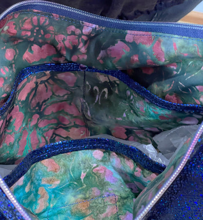 Blue Iridescent Metallic Crossbody Bag