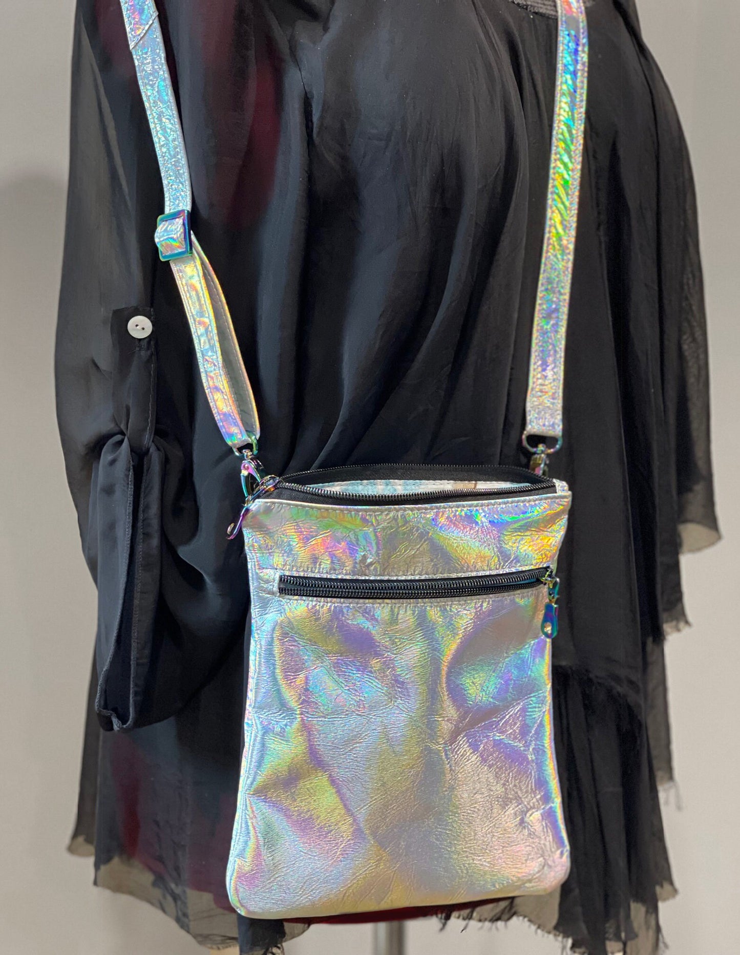 Small Holographic Leather Crossbody Bag