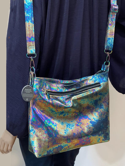 Metallic Oil Slick crossbody Leather bag
