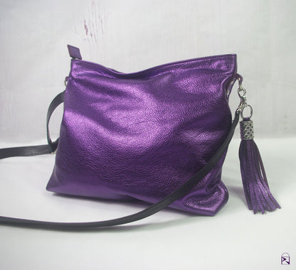 Metallic Purple Purse bag, Crossbody purse