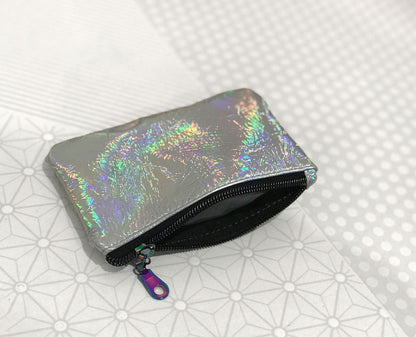 Holographic Rainbow Leather Purse,  coin purse, Italian Leather
