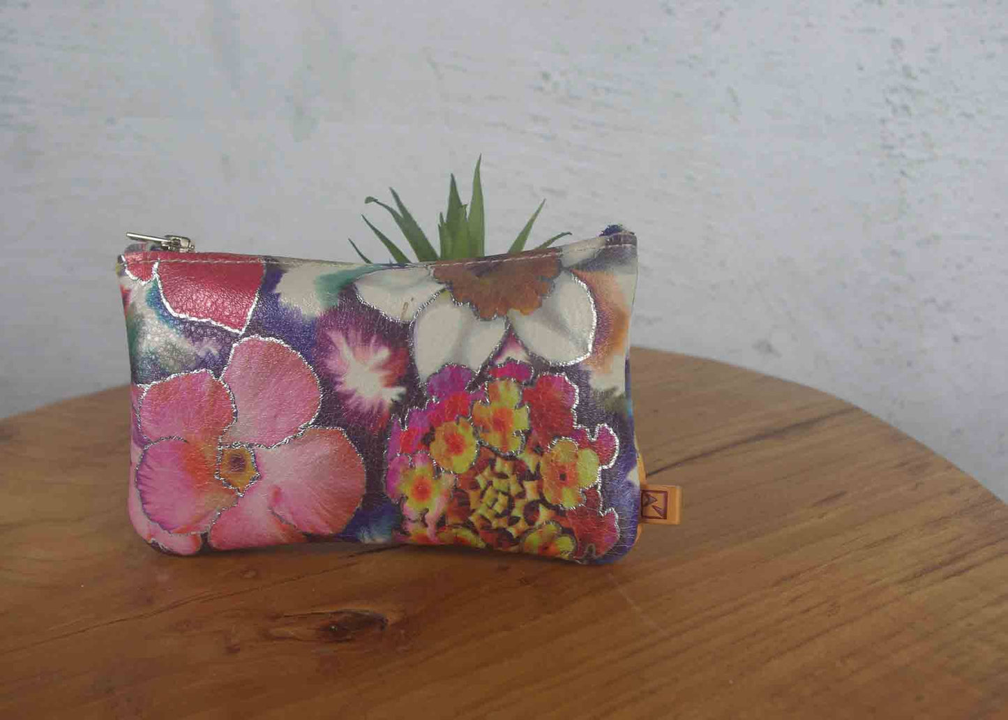 Floral Leather coin purse, Soft luxurious leather, limited edition