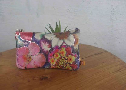 Floral Leather coin purse, Soft luxurious leather, limited edition