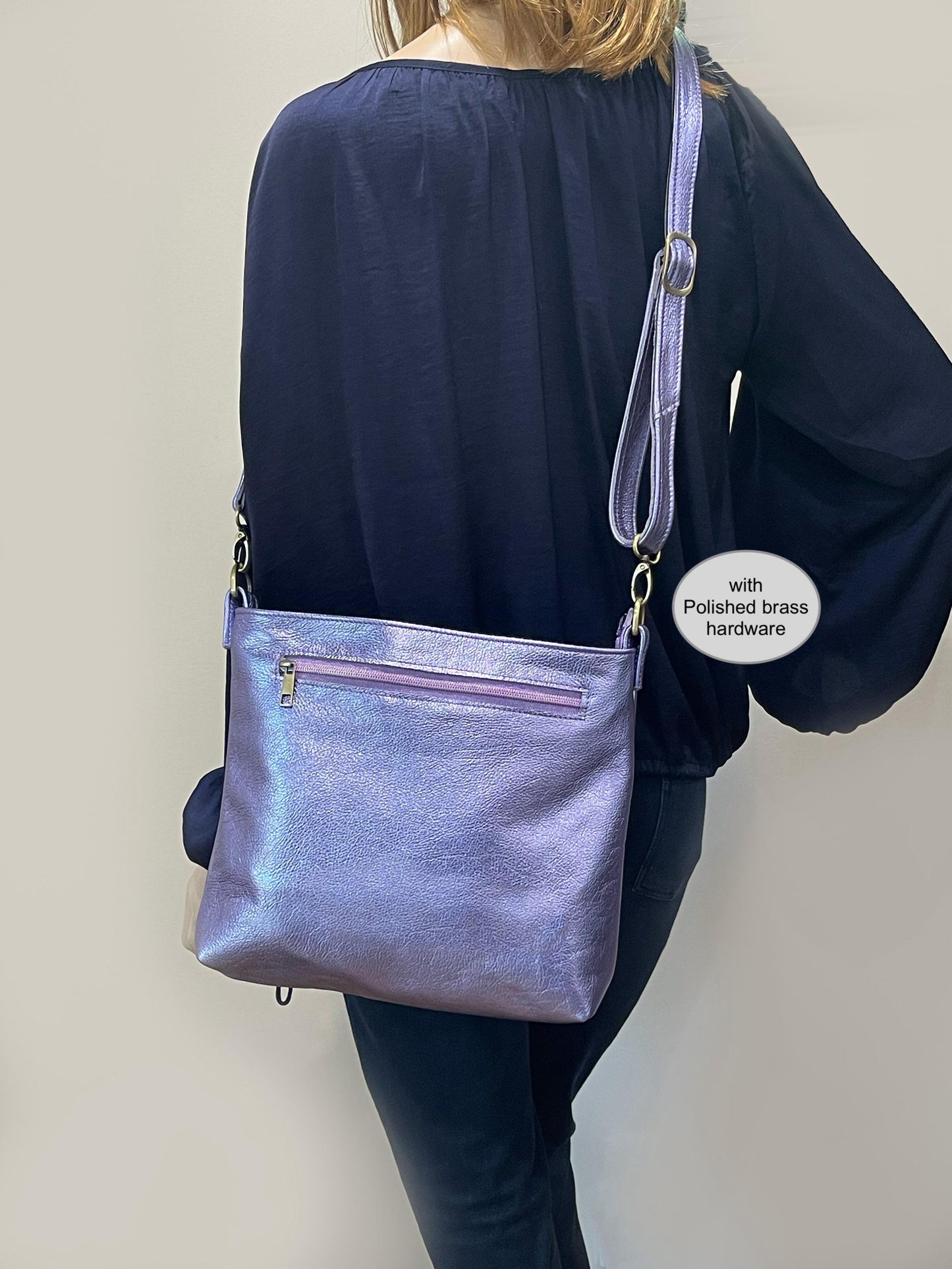 Metallic Lavender Lilac crossbody bag