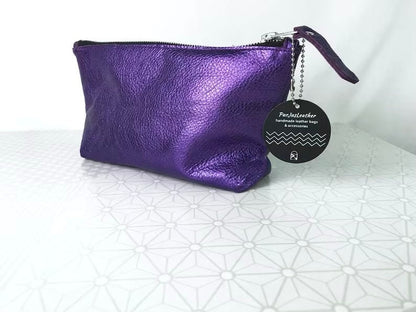Metallic Purple makeup Purse, or wristlet