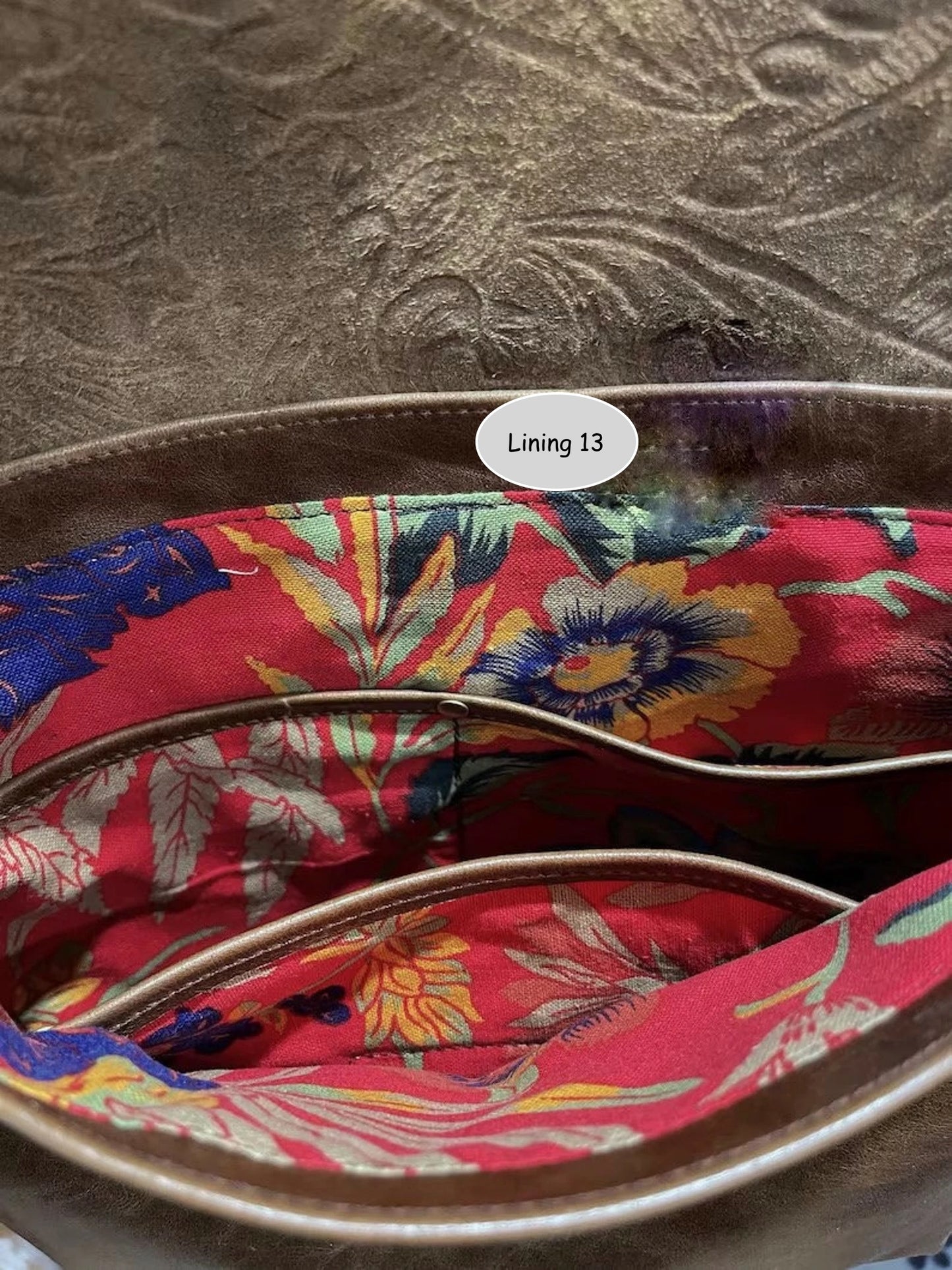 Tooled Brown Celtic Buckle leather crossbody with flap