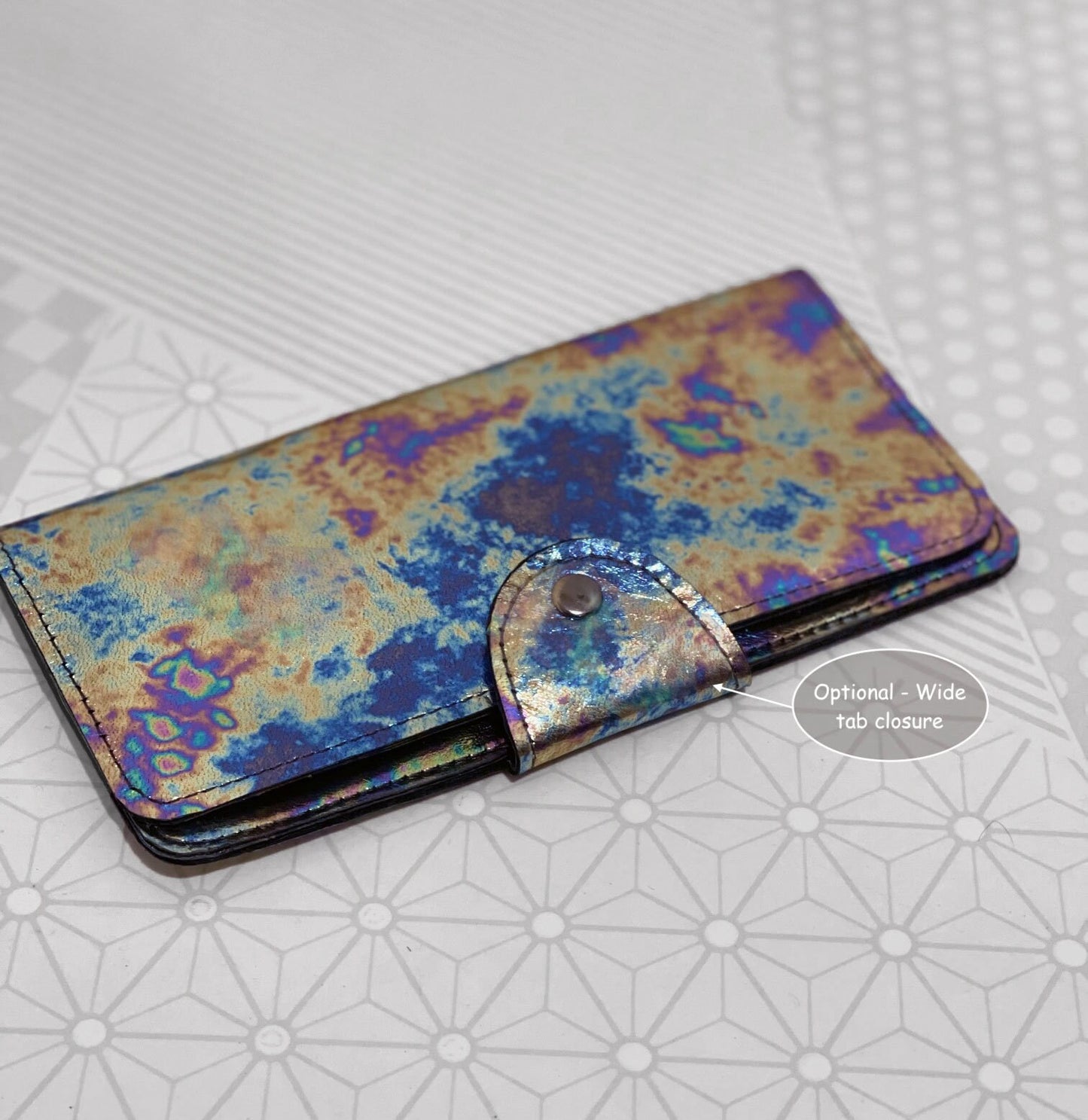 Metallic Rainbow Leather Wallet Purse wristlet with zipper pocket