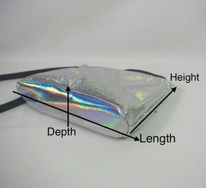 Holographic Iridescent crossbody bag, soft smooth leather