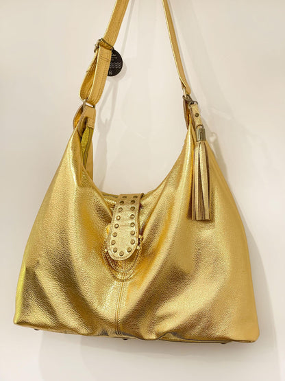 Metallic Gold Italian Hobo, 2 sizes