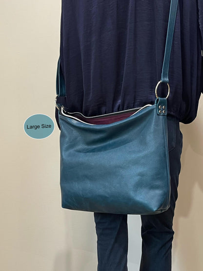 Teal Leather Crossbody Bag, Soft leather