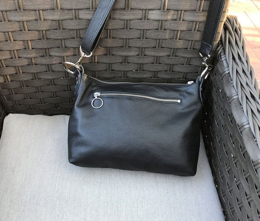 Small Black Leather shoulder crossbody bag