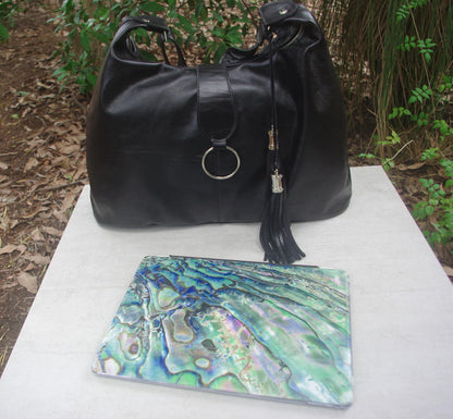 Womens metallic turquoise Italian Hobo Shoulder Bag