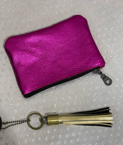 Fuchsia Pink Metallic coin purse