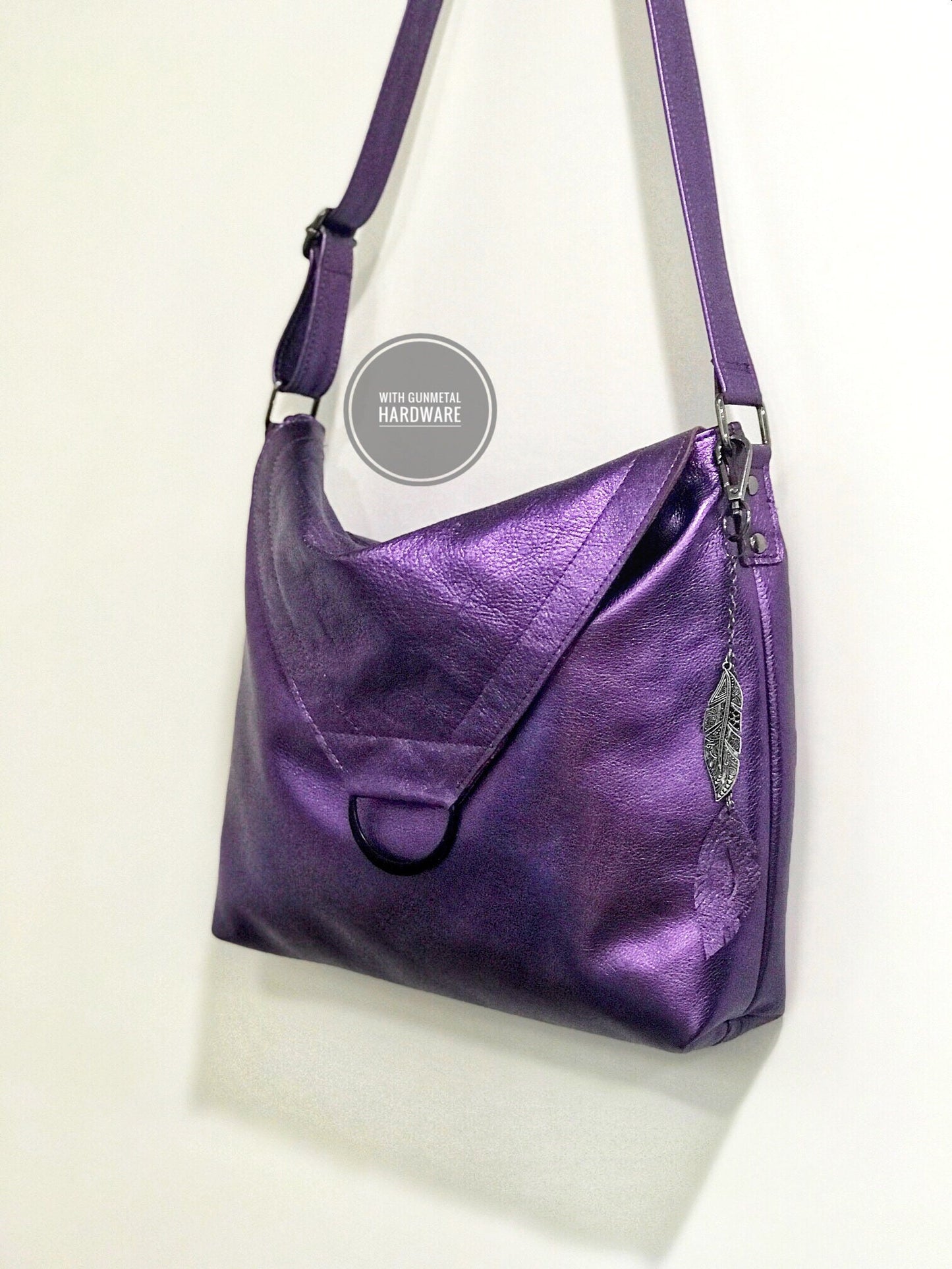 Metallic Purple leather Shoulder bag, or Crossbody
