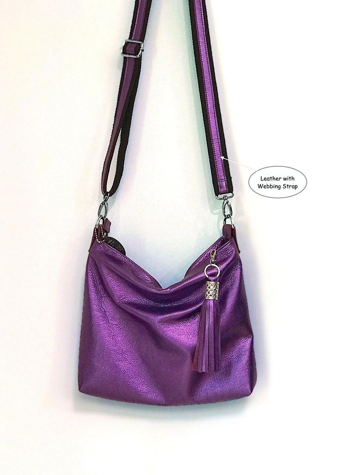 Metallic Purple Purse bag, Crossbody purse