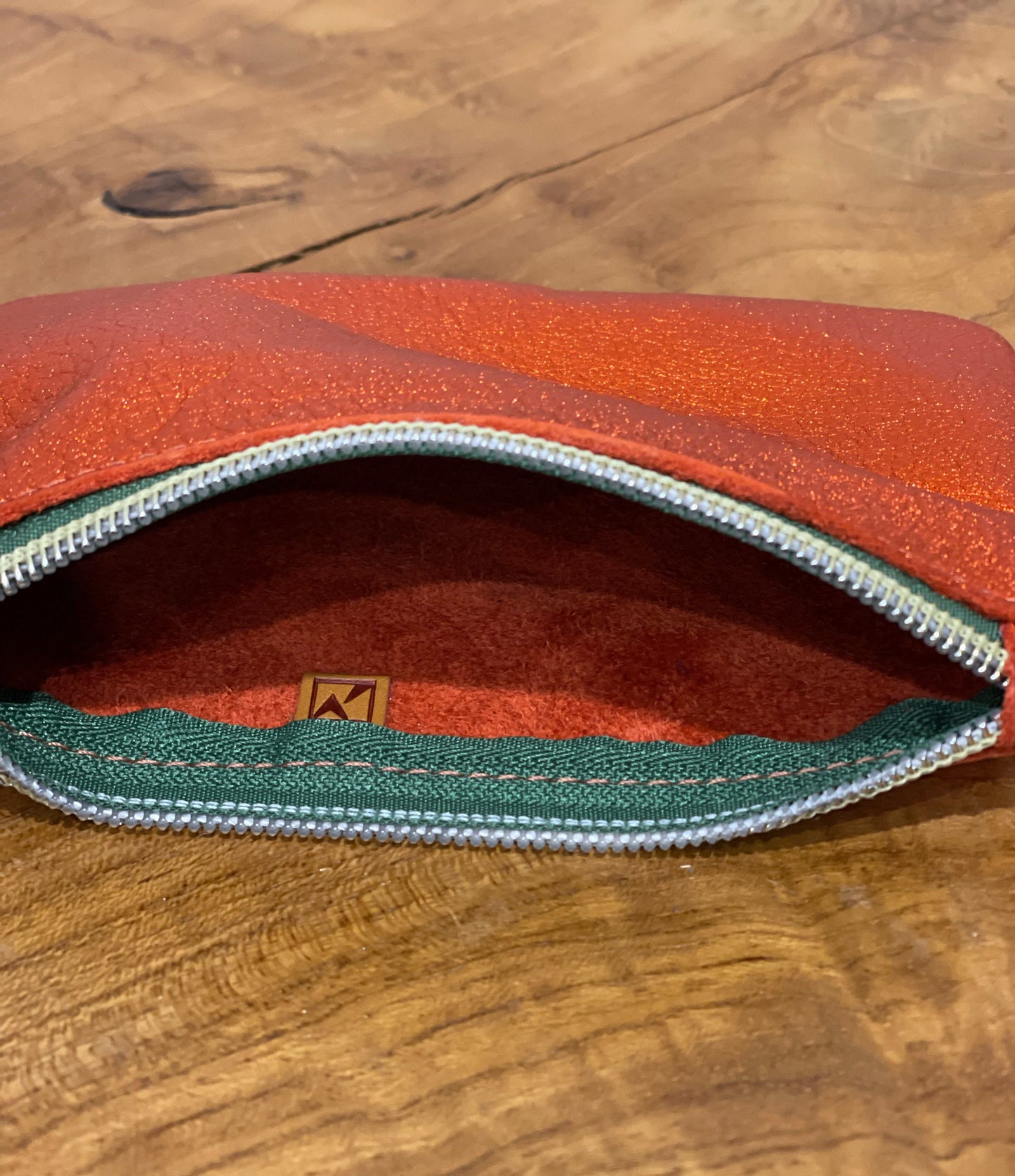 Metallic Mango Orange zipper purse