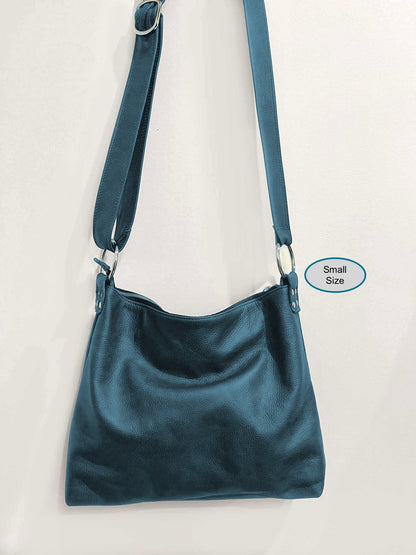 Teal Leather Crossbody Bag, Soft leather
