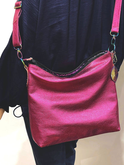 Metallic hot pink crossbody bag