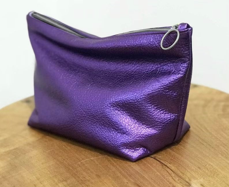 Metallic Purple makeup Purse, or wristlet