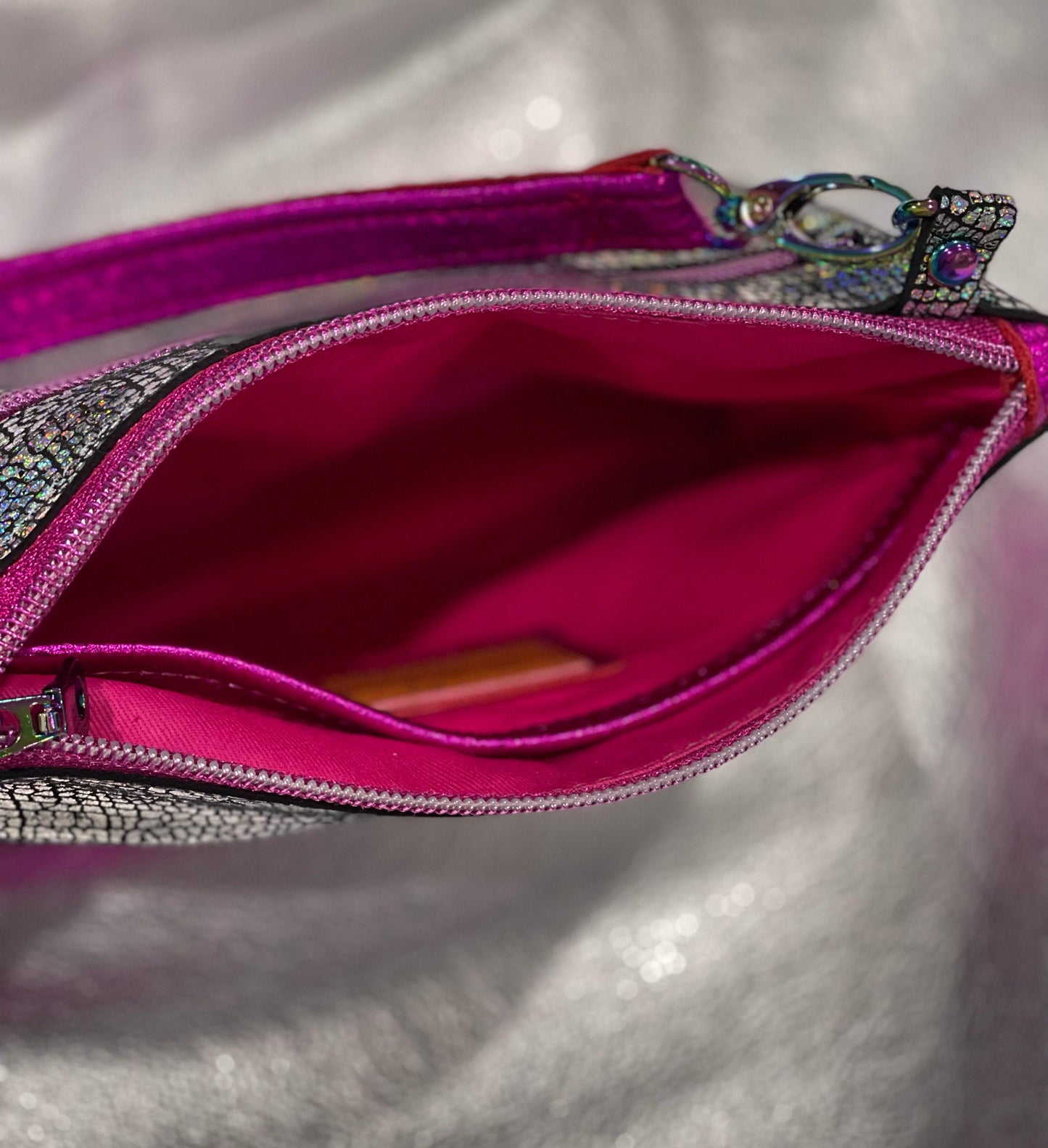 Holographic and fuchsia pink crossbody bag