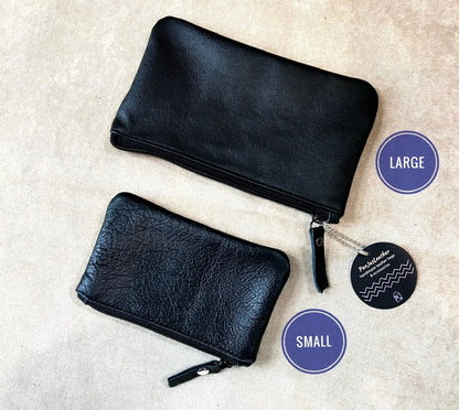 Black Vintage leather coin pouch