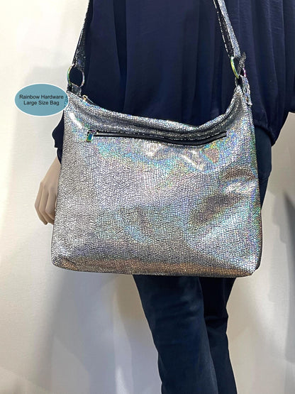 Holographic Silver Iridescent Metallic Crossbody Bag