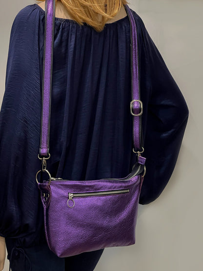 Smaller metallic purple crossbody bag
